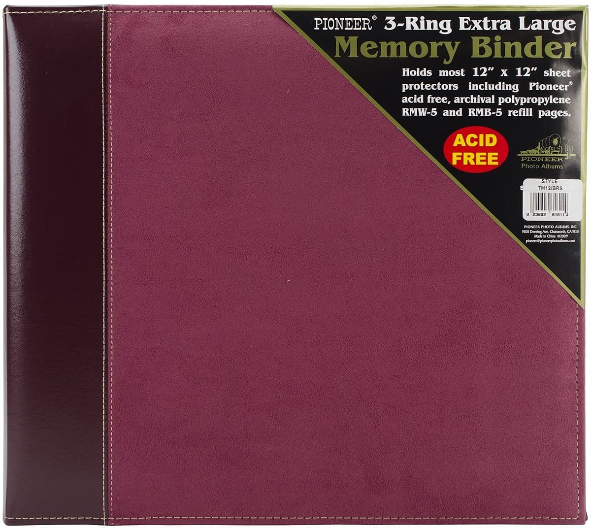 Pioneer 12 Inch by 12 Inch 3-Ring Faux Suede Cover Scrapbook Binder, Burgundy (Red)