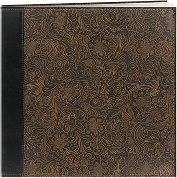 Pioneer 12 Inch by 12 Inch Postbound Embossed Sewn Leatherette Cover Memory Book - Gold