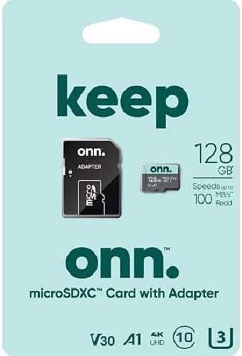 Keep Onn. Micro SD Memory Card 128GB With Adapter 100MB/S