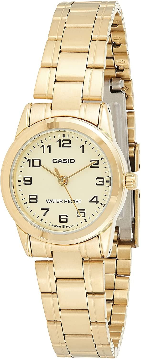 Casio Watch For Women Gold Dial Stainless Steel Band Dress - LTP-V001G-9B