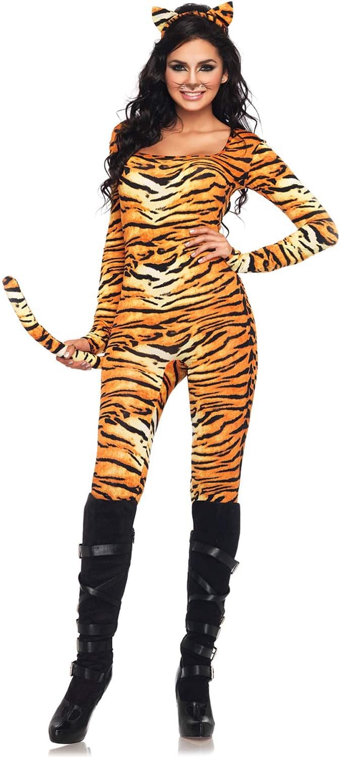 Leg Avenue Women's 2 Piece Wild Tigress Catsuit Costume Multi Color XS