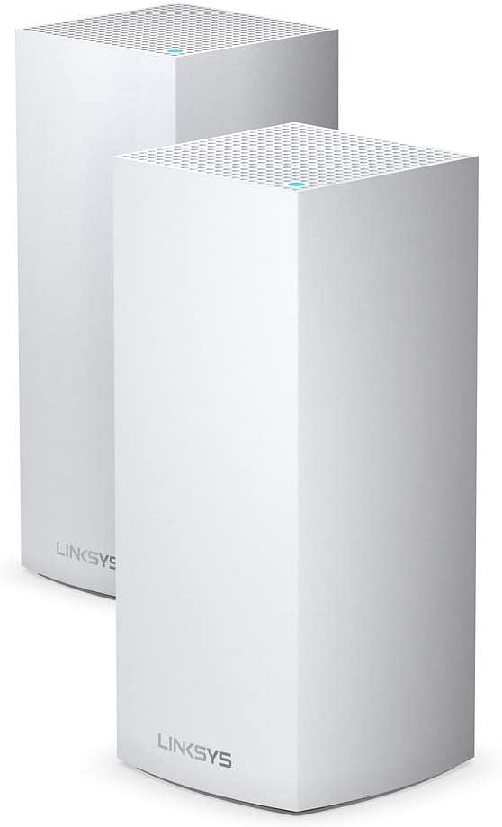 Linksys MX10600 Velop Tri-Band Whole Home Mesh WiFi 6 System (AX5300 Router/Extender for Seamless Coverage of up to 6,000 sq ft / 525 sqm and 4x Faster Speed 50+ devices, 2-Pack, White)