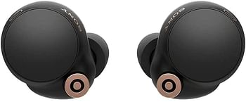 سماعات أذن لاسلكية من سوني WF-1000XM4 الرائدة في مجال صناعة الغاء الضوضاء بحق، شحن لاسلكي، مساعد جوجل للصوت، ألكسيا، سيري، مقاومة للرذاذ والاستماع الذكي والميكروفون للمكالمات، أسود