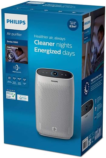 Philips Air Purifier High Performance for Rooms Size of 63 m² removes house dust/aerosols and uncomfortable smell - Series 1000i AC1215/91