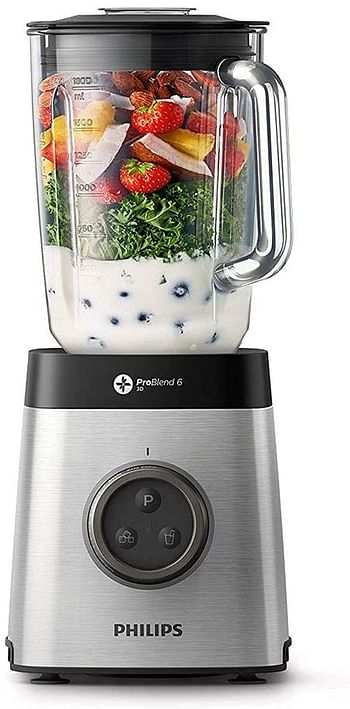 Philips Avance collection blender HR3652/01, 1400W, 2l glass jar, Pro blend 3D, metal & black