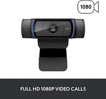 Logitech C920 HD Pro Webcam, Full HD 1080p/30fps Video Calling, Clear Stereo Audio, HD Light Correction, Works with Skype, Zoom, FaceTime, Hangouts, PC/Mac/Laptop/Macbook/Tablet /Camera Only/C920 Webcam with Mic/Black