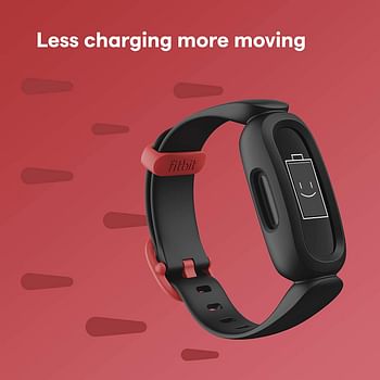 Fitbit Ace 3, Activity Tracker for Kids 6+ with Animated Clock Faces, Up to 8 days battery life & water resistant up to 50 m - Black/Sport Red