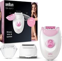 Braun Silk-Epil 3270 Epilator with 3 Extras Pink, One Sized.