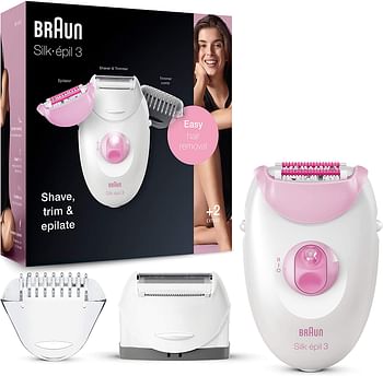 Braun Silk-Epil 3270 Epilator with 3 Extras Pink, One Sized.