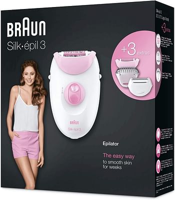 Braun Silk-Epil 3270 Epilator with 3 Extras Pink, One Sized.