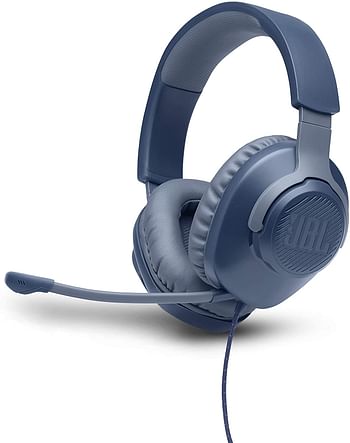 JBL QUANTUM100BLU Wired Over-Ear Gaming Headset with a Detachable Mic - Blue, Medium