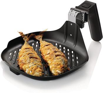 Philips HD9910/20 Grillpfannenzubehör Viva Collection Airfryer Grill Pan Accessory, Aluminum, Black