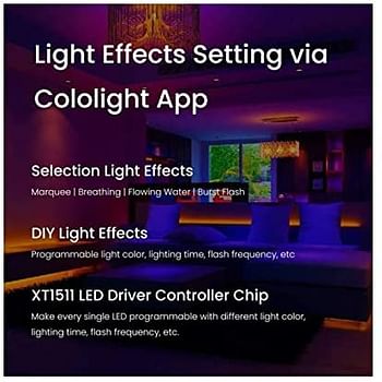 LifeSmart Cololight LED Strip Lights - 16M Colors, LED Color Changing, Smart App Control, Easy Install, Compatible w/Alexa, HomeKit & Google Assistant, IP65 Rating, 6.6Ft/2 Meters Length (60 LEDs)