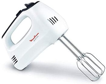 MOULINEX Quick Mix Hand Mixer, 300 Watts, White, Plastic/Stainless Steel HM310127