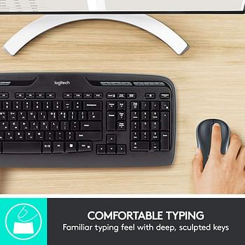 Logitech MK330 Wireless Keyboard and Mouse Combo for Windows, 2.4 GHz Wireless with Unifying USB-Receiver, Portable Mouse, Multimedia Keys, Long Battery Life, PC/Laptop, QWERTY US Layout - Black/1 Set