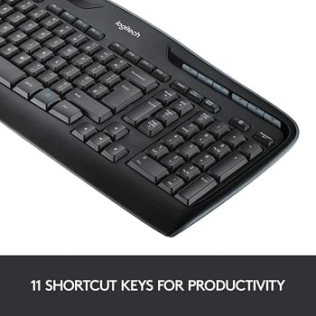 Logitech MK330 Wireless Keyboard and Mouse Combo for Windows, 2.4 GHz Wireless with Unifying USB-Receiver, Portable Mouse, Multimedia Keys, Long Battery Life, PC/Laptop, QWERTY US Layout - Black/1 Set