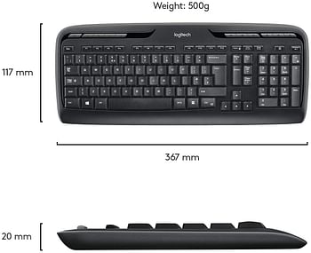 Logitech MK330 Wireless Keyboard and Mouse Combo for Windows, 2.4 GHz Wireless with Unifying USB-Receiver, Portable Mouse, Multimedia Keys, Long Battery Life, PC/Laptop, QWERTY US Layout - Black/1 Set