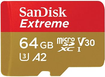 SanDisk 64GB Extreme microSD UHS-I U3 A2 160MB/s- SDSQXA2-064G-GN6MN/Multicolor