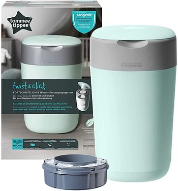 Tommee Tippee Twist And Click Nappy Disposal Tub, Green, Pack of 1,One Size