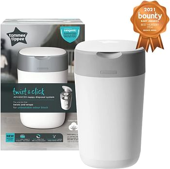 Tommee Tippee Twist And Click Nappy Disposal Tub+6 Refill, Pack of 1 white