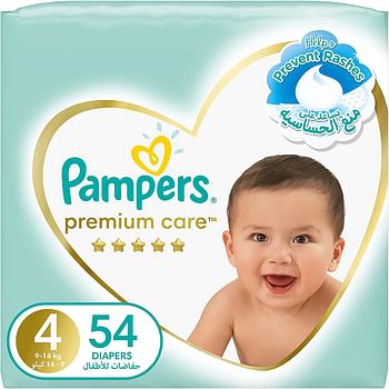 Pampers Premium Care Diapers, Size 4, 9-14 kg, The Softest Diaper and the Best Skin Protection, 100 Baby Diapers/Multi Color