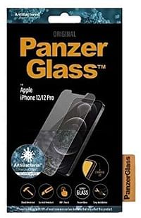 PanzerGlass Standard Fit Tempered Glass Screen Protector w/Anti-Microbial Surface Protection, Case Friendly & Easy Install (iPhone 12/12 Pro, Clear), 2708