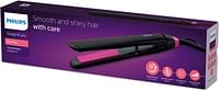 PHILIPS StraightCare Essential ThermoProtect straightener. 2 temperature settings. Temperature range up to 220°C. 3 pin. Warm Black/Pink. BHS375/03