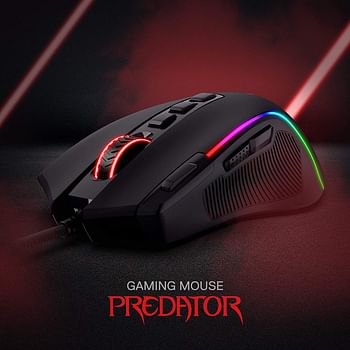 Redragon M612 Wired Optical Gaming Mouse RGB, 8000 DPI Sensitivity, 11 Programmable Buttons, 5 Backlight Modes, Software Supports Assigning Key Links, Quick Response Button - Black Color.