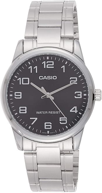 Casio Men's Black Dial Stainless Steel Band Watch - MTPV001D-1B