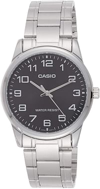 Casio Men's Black Dial Stainless Steel Band Watch - MTPV001D-1B