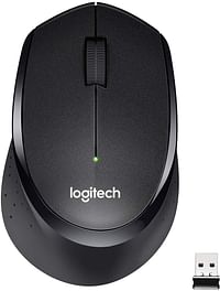 Logitech M330 Silent Plus Wireless Mouse, 2.4GHz with USB Nano Receiver, 1000 DPI Optical Tracking, 3 Buttons, 24 Month Life Battery, PC / Mac / Laptop/M330 - Black