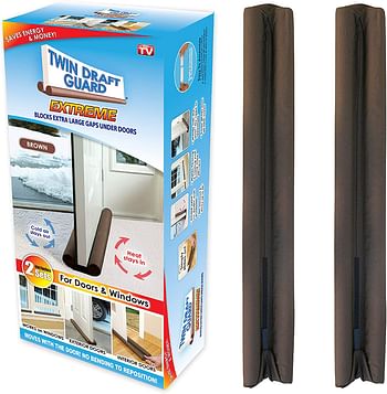 Twin Draft Guard Extreme for Doors, Black PATENTED & TRADEMARKED