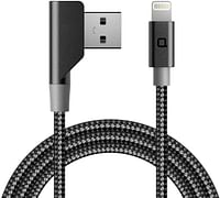 nonda ZUS Super Duty Charging Cable Carbon Fiber Edition, 4ft/1.2M, Right Angle, IPhone Charging Cable, Mfi Certified for IPhone X/8/Plus/7/Plus/6/Plus/5S