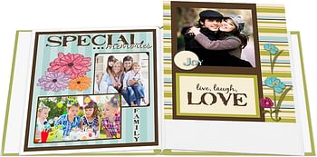 Pioneer Photo Albums 20 Page Designer Printed Raised Frame Leaves Cover Scrapbook for 12 by 12-Inch Pages Light Green