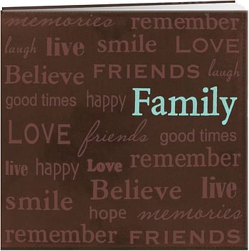 Pioneer MB10TXT-BN 12-Inch by 12-Inch Text Faux Suede Scrapbook, Family