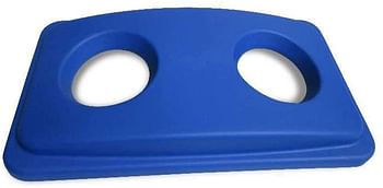غطاء سلة مهملات بلاستيكي أزرق قابل لإعادة التدوير - يناسب صندوق القمامة النحيف 23 جالونًا - 22 بوصة × 11 1/2 بوصة × 3 بوصة - صندوق واحد - RW Clean - أدوات المطاعم