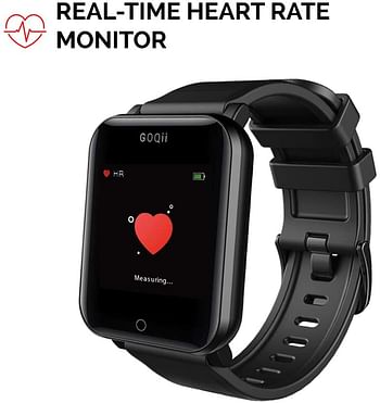 GOQii Smart Vital Fitness SpO2, body temperature and blood pressure smartwatch regular with 3 months personal Coaching, Black (Designed in California)