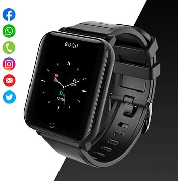 GOQii Smart Vital Fitness SpO2, body temperature and blood pressure smartwatch regular with 3 months personal Coaching, Black (Designed in California)