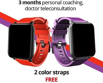 GOQii Smart Vital Fitness SpO2, body temperature and blood pressure smartwatch regular with 3 months personal Coaching, Black (Designed in California)