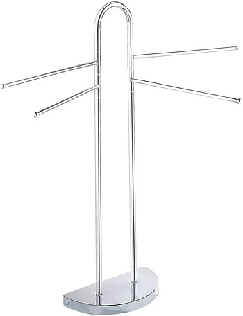 WENKO, Cosenza Towel Stand, Stainless Steel, Free Standing Home and Bathroom Rack, Multifunctional Clothes Dryer & Organizer, 33x93.5x48cm, Chrome