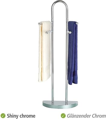 WENKO, Cosenza Towel Stand, Stainless Steel, Free Standing Home and Bathroom Rack, Multifunctional Clothes Dryer & Organizer, 33x93.5x48cm, Chrome