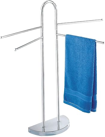 WENKO, Cosenza Towel Stand, Stainless Steel, Free Standing Home and Bathroom Rack, Multifunctional Clothes Dryer & Organizer, 33x93.5x48cm, Chrome