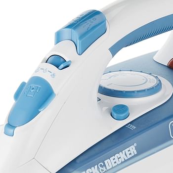 Black+Decker 2200w Steam Iron With Non-stick Soleplate And Spray Function, Blue - X2000-b5