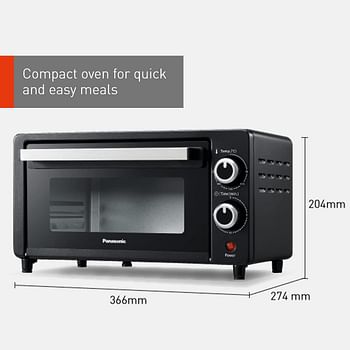 Panasonic 1000W, Compact Toaster Oven with 70–230°C temperature control (Model NTH900)/Black