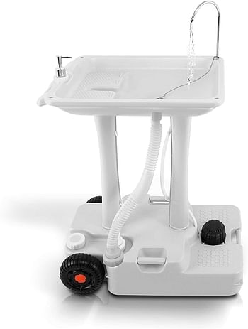 SereneLife SLCASN25 Portable Camping Sink w/Towel Holder & Soap Dispenser-30L Water Capacity Hand Wash Basin Stand w/Rolling Wheels-for Outdoor Events, Gatherings, Worksite & Camping