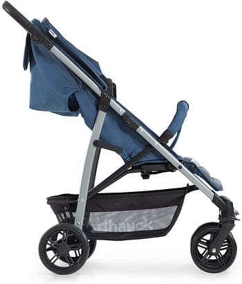 Hauck Pushchair Rapid 4 / Up to 25 Kg/Compact Folding/Height Adjustable/Fully Reclining/for Babies From Birth/Large Wheels/XL Shopping Basket/Blue Denim Grey