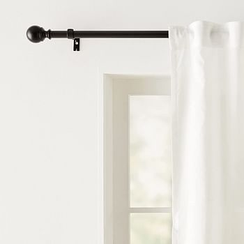 AmaznBasics Curtain Rod with Round Finials, 180 to 360 cm, Black