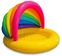 Intex Rainbow Inflatable Kids Swimming Pool With Canopy| 8.9 x 30.5 x 35.6 centimeters | Multi Color.