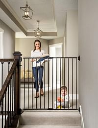 Regalo 2-in-1 Extra Tall Easy Swing Stairway and Hallway Walk Through Baby Gate, Black , One Size