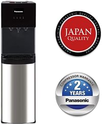 Panasonic Bottom Loading Water Dispenser, SDM-WD3438BG Black/ Stainless Steel Finish, Best for Home Kitchen & Office, Hot, Cold & Normal Bottom Load/Bottom Load/Black and Silver/2 Liters